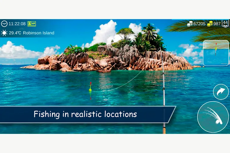 My Fishing World — rod cast from a shore in a tropical location