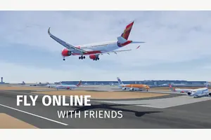 Infinite Flight Simulator — multiplayer flight on approach to an airport