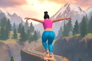 Downhill Skate Race — skater balancing on a mountain descent